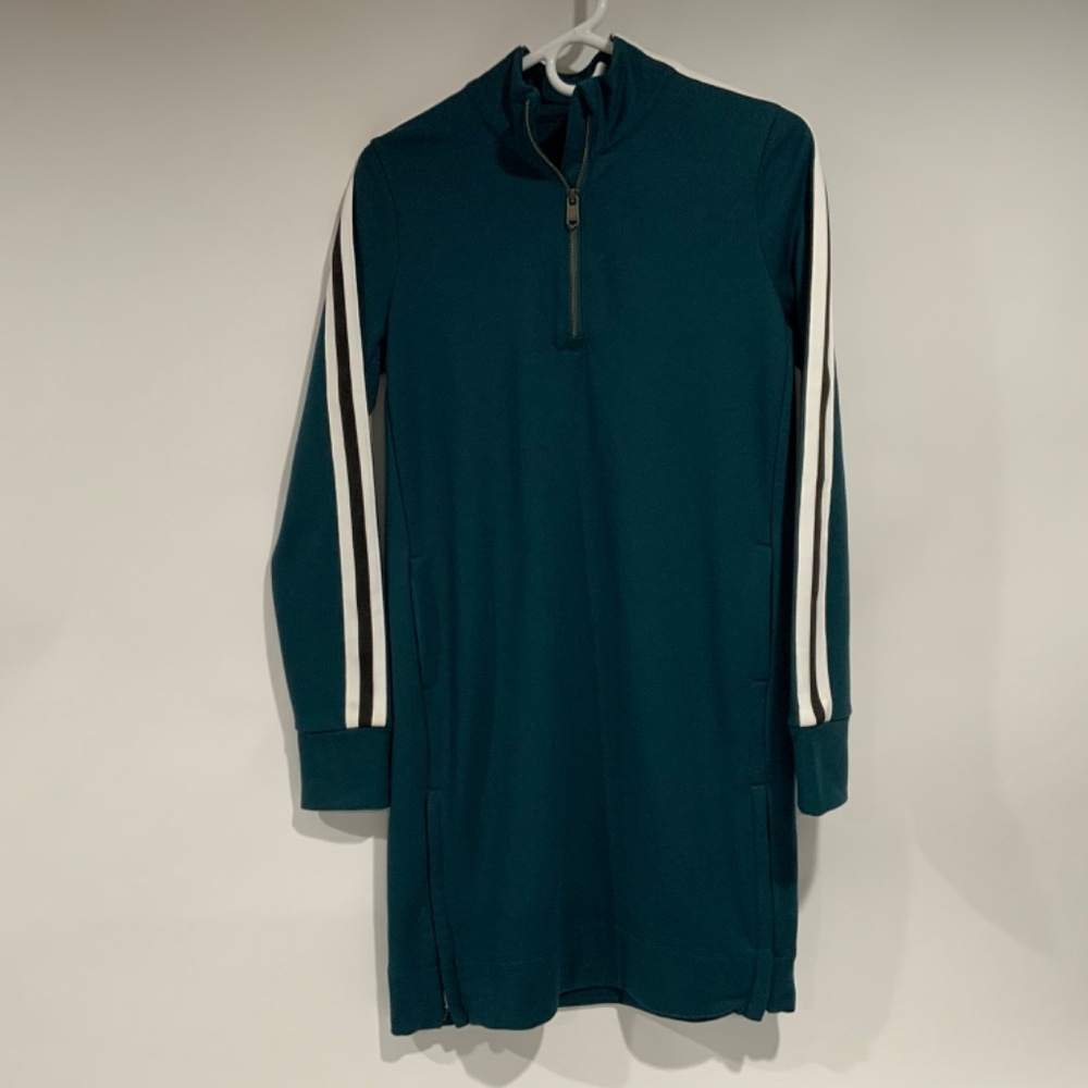 Athleta Oceanic Teal Crosstown Track Long Sleeve Sweatshirt Dress - Picture 3 of 8